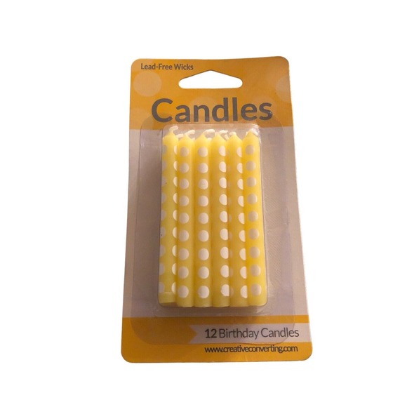 24 Creative‎ Converting Cake Candle, 2.25", Mimosa Yellow Polka Dot (2x 12) - Picture 2 of 2